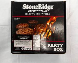 lot 50 image: 1 Party Pack 20ct Mushroom & Swiss  Bratwurst Patties