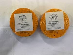 lot 58 image: 2x Natural Swedish Brick Caraway Cheese