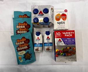 lot 140 image: Variety of Atkins Drinks, Snack, Bada Beans & PBJ Snack