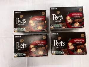 lot 158 image: 4x 10ct Peets Peppermint Mocha Kcups