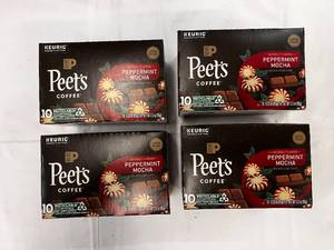 lot 160 image: 4x 10ct Peets Peppermint Mocha Kcups