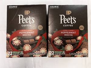 lot 162 image: 2x 22ct Peets Peppermin Mocha K-cups