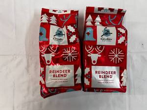 lot 202 image: 2x 10oz Caribou Coffee Reindeer Blend Ground Dark Roast