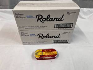 lot 296 image: 2x 25-2oz Flats Roland Anchovies 82023