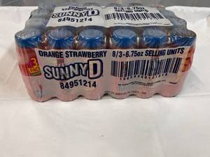 lot 334 image: 24x 6.75oz Bottles Sunny D StrawberryOrange