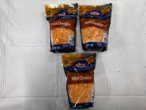 lot 76 image: 3x 16 oz Bags  Kraft Mild Shredded Cheddar