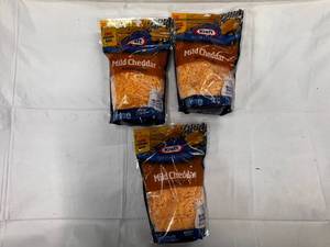 lot 77 image: 3x 16 oz Bags  Kraft Mild Shredded Cheddar