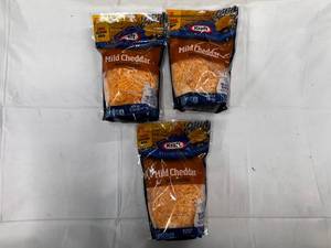 lot 78 image: 3x 16 oz Bags  Kraft Mild Shredded Cheddar