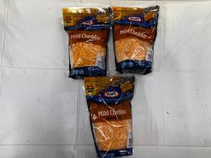 lot 80 image: 3x 16 oz Bags  Kraft Mild Shredded Cheddar