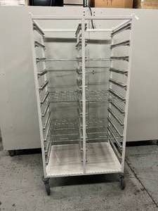 lot 2 image: MSRP $3800 Belintra Sterilization Transport Trolley Rack Storage System With Antimicrobia lBACT-O-STOP Coating - Like New Condition - Minor Dust On Bottom - 1st Pic Is a Stock Photo (Containers Etc Not Included) - 6 Wire Shelves Included