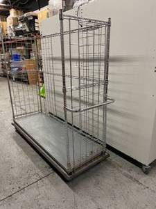 lot 6 image: MSRP $8000 InterMetro Heavy Duty Stainless Steel Mobile Wire Transport Storage Cart Truck - NSF Approved - In Great Condition 68 x 72 x 24