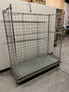 lot 7 image: MSRP $5000 InterMetro Heavy Duty Stainless Steel Mobile Wire Transport Storage Cart Truck - NSF Approved - In Great Condition&nbsp68 x 60 x 24
