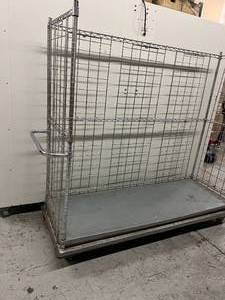 lot 9 image: MSRP $5000 InterMetro Heavy Duty Stainless Steel Mobile Wire Transport Storage Cart Truck - NSF Approved -&nbspHowever 1 Wheel We Call Wonky As It Likes To Go Its Own Way &nbsp68 x 72 x 24