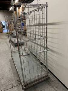 lot 10 image: MSRP $8000 InterMetro Heavy Duty Stainless Steel Mobile Wire Transport Storage Cart Truck - NSF Approved - In Great Condition &nbsp68 x 72 x 24