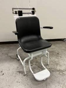 lot 16 image: MSRP $750 Health O Meter Professional 445KL Balance Beam Mechanical Patient Weighing Chair Scale - 440 lbs Weight Capacity - In Excellent Condition
