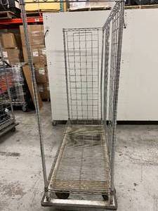 lot 17 image: Metro Stainless Steel Mobile Wire Transport Storage Truck Cart - Works Good However Bends To Poles&nbsp68 x 60 x 24
