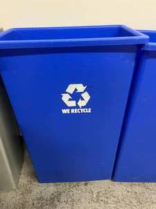 lot 23 image: Lot of 6 Garbage Waste Trash Recycling Bin Containers - In Great Condition