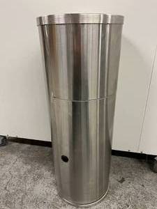 lot 25 image: Stainless Steel Cylindrical Cigarette Butt Disposal&nbspAsh Litter Fire Preventative Trash Bin - In Great Condition