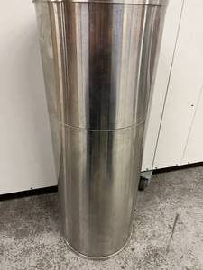 lot 25-A image: Stainless Steel Cylindrical Cigarette Butt Disposal&nbspAsh Litter Fire Preventative Trash Bin - In Great Condition