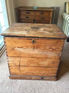 Antique Storage Trunk with Two Compartments (27.25 W x 20 D x 26.75 T) - Bring Help to Move