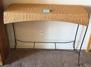 Wonderful Woven Top Console Table with Metal Frame (42.5 W x 14.5 D x 34 T) in Nice Condition