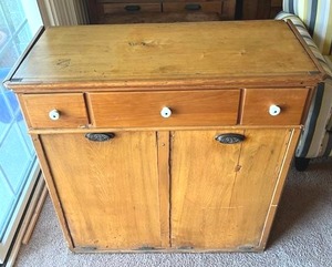 Antique Double Trash Bin Cabinet (38 W x 17.5 D x 37 T) - Bring Help to Move