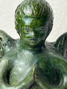 12 Vintage Green Glaze Pottery Angel Statue (Made in Mexico) in Nice Condition