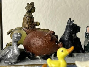 8 Hanging Glass Display Case with Antique and Vintage Knick Knacks