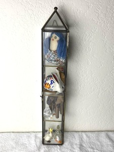 18 Tower Glass Display Case filled with Vintage Knick Knacks including Hagen Renaker Goose
