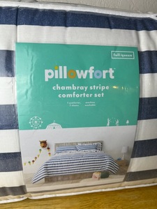 New Chambray Stripe FullQueen Comforter Set w New Microfiber Full Size Sheet Set