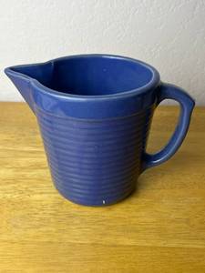 Vintage Esmond Watt Pottery Milk Pitcher in Ribbed Design (Monmouth USA) 5.5 Tall and 6 Across the Opening