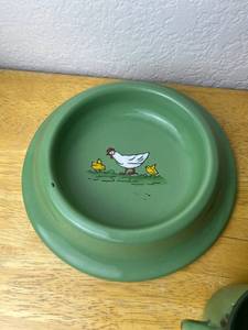 Vintage Green Enamel Childs 3-Piece Dish Set (Made in Germany)