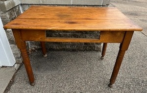 Primitive Wooden Farm Table wo Drawer (42 W x 27.5 D x 29 T) - Bring Help to Remove