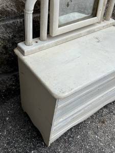 Vintage Victorian Childrens Doll White Wood Mirrored Dresser (25.5 T x 15.5 W x 8 D)