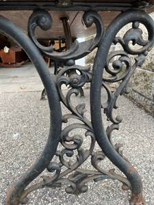 Antique Cast Iron and Wooden Double School Desk (54 W x 30.25 T x 24 D) - Bring Help to Remove