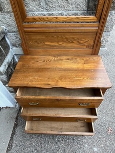 Vintage Wooden Dresser w Mirror Frame (36 W x 18.25 D x 34 T) (75.25 Tall w Mirror) - Bring Help to Remove