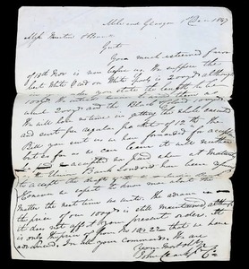 lot 82 image: 1839 Historic Handwritten Letter - Majr. Austin Hennessy Correspondence
