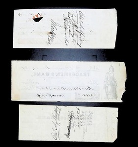 lot 138 image: Set of Three 19th-Century Philadelphia Bank Checks from 1869