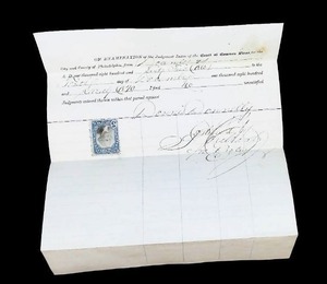 lot 143 image: Authentic 19th Century Legal Document from Philadelphia Court