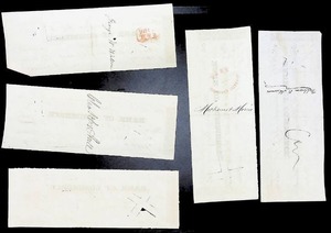 lot 168 image: Set of Five Antique Bank Checks from Bank of Commerce, Philadelphia, 1859