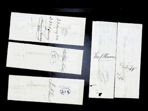 lot 200 image: Antique 1800s Bank of Commerce Checks Ensemble