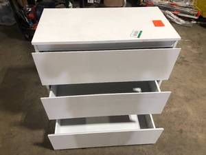 3-Drawer White Wood Nightstand End Table 30.3 in. W x 32.3 in. H x 15.7 in. D Customer Returns See Pictures