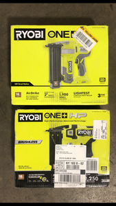 Lot of 2  RYOBI ONE 18V 18-Gauge Cordless AirStrike Brad Nailer (Tool Only)  Customer Returns See Pictures