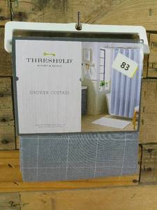 lot 95 image: Threshold Plaid Shower Curtain Blue - 72x72
