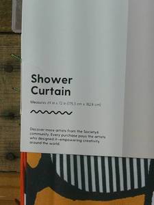lot 113 image: NWT society6 Shower Curtain Black Art by Dorcas Creates