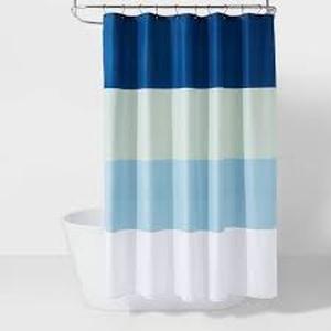 lot 127 image: Microfiber Colorblock Large Striped Shower Curtain - Room Essentials