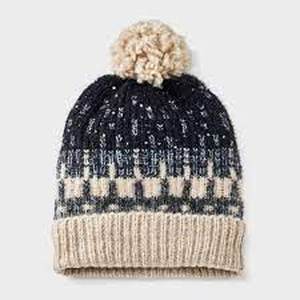 lot 138 image: Fair Isle Jacquard Pom Beanie - Universal Thread-One Size Fits Most-Cream