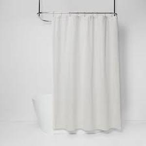 lot 139 image: Subtle Striped Textured Shower Curtain Off-White - Threshold