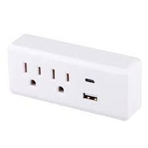 lot 170 image: Set of 2 Globe Electric 2 Outlet Adapter White