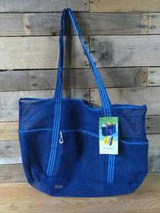 lot 202 image: Set of 2 Blue Mesh Beach Tote Bag with Towel Straps - Sun Squad